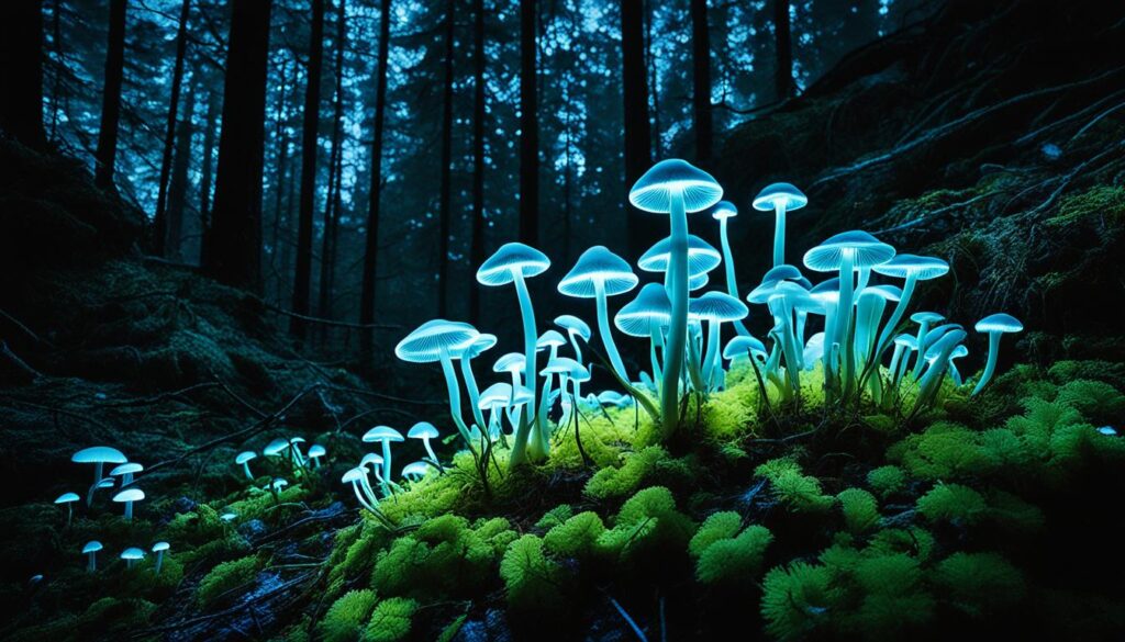 glowing mushrooms