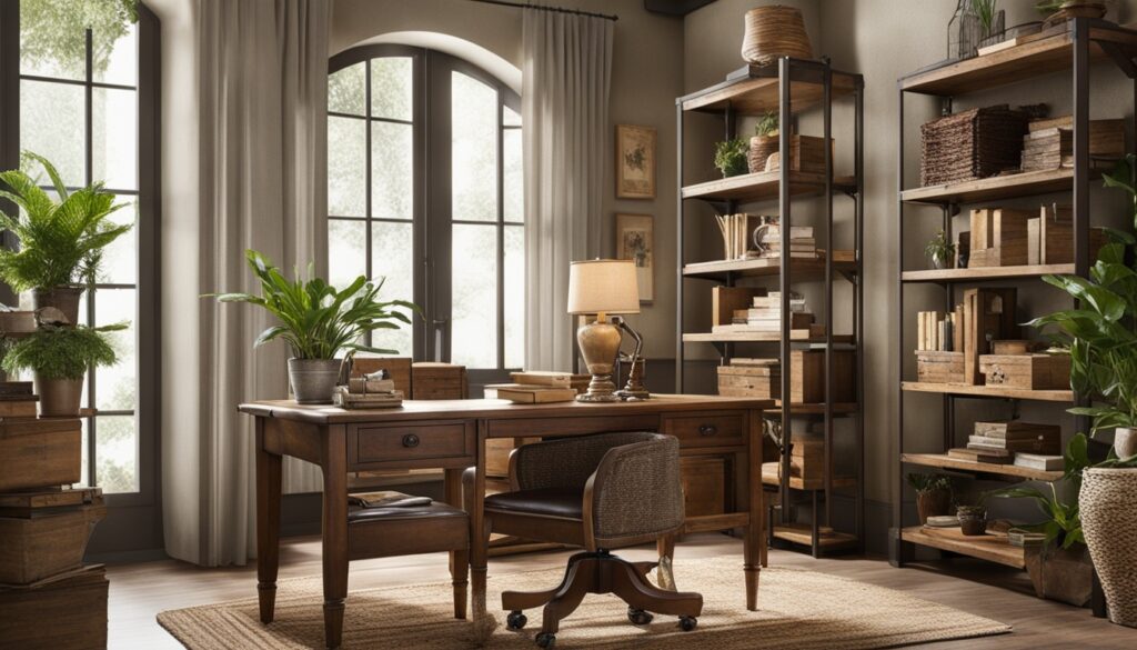 rustic furnishings in a home office