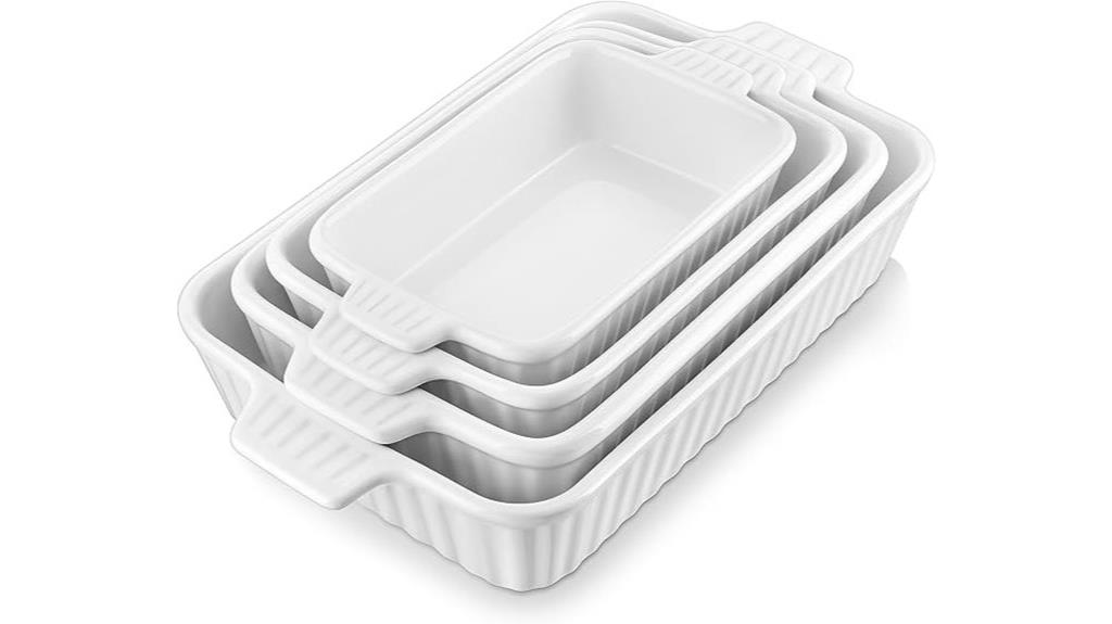 set of four ceramic baking dishes