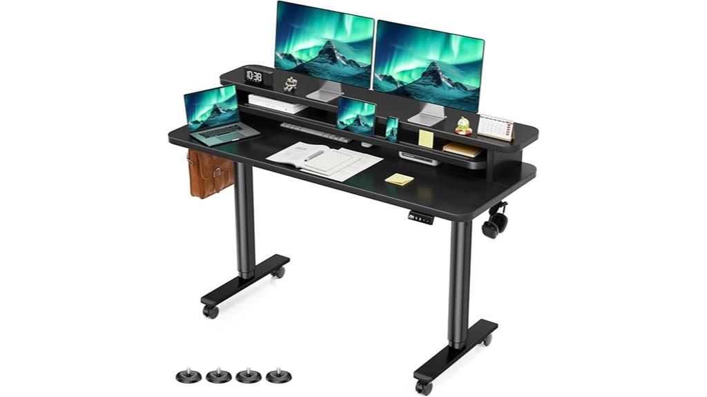 electric desk with dual monitors
