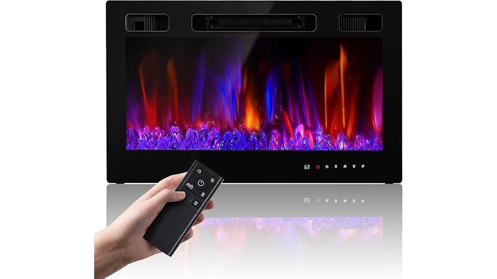 36 inch 1500w wall fireplace