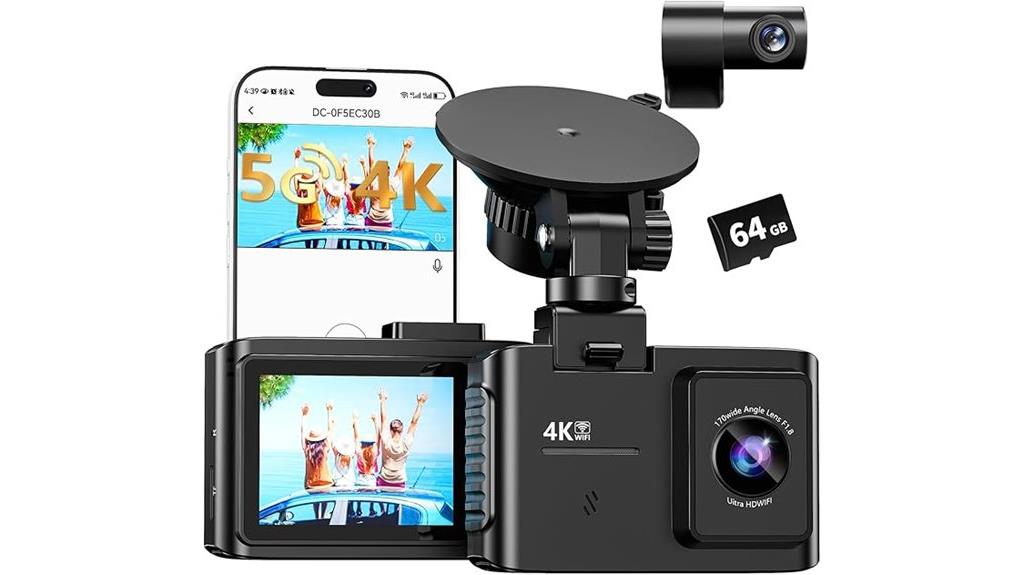 4k dual channel dash cam