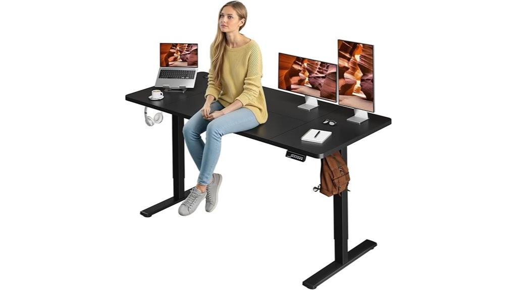 adjustable desk with cables