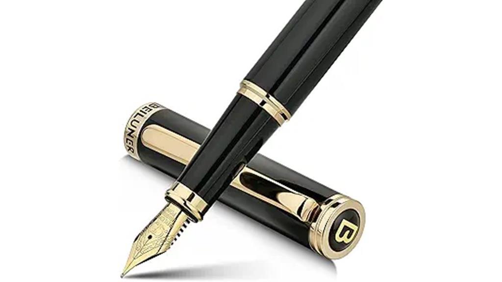 black fountain pen gold nib