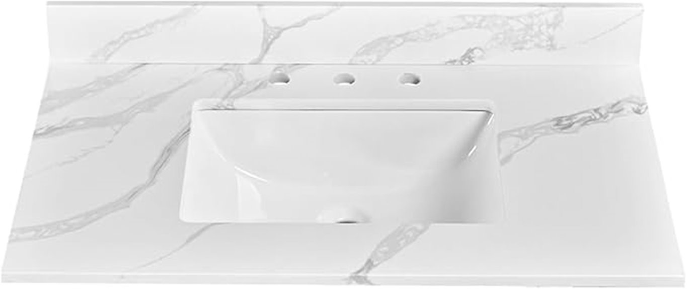 calacatta rocky quartz vanity