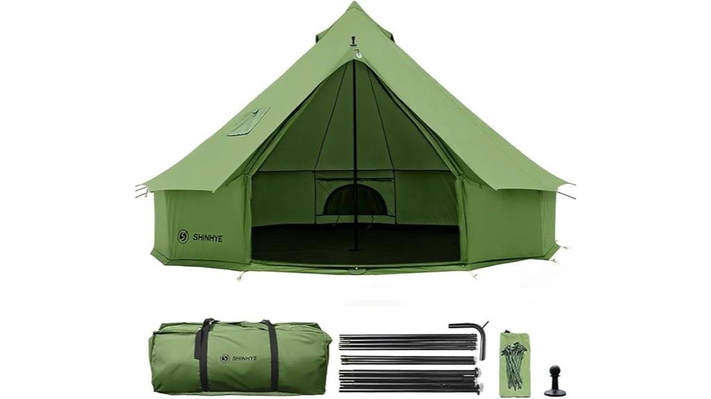 canvas bell tent with stove