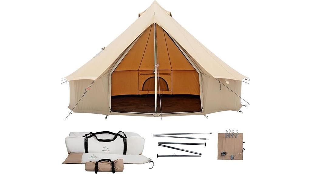 canvas bell tent with stove