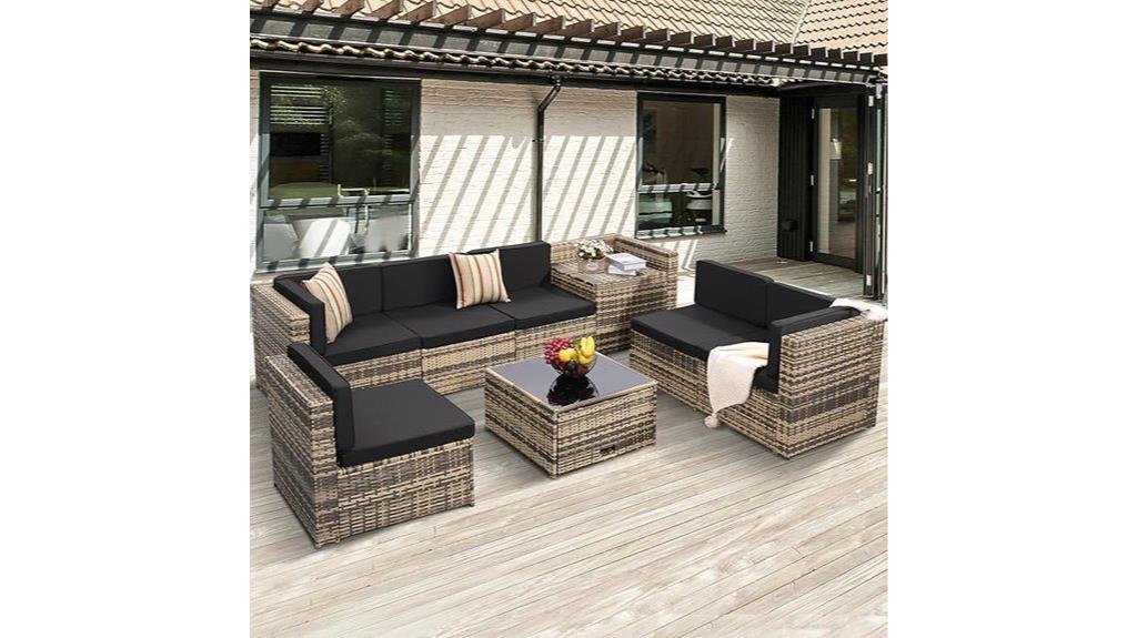 eight piece wicker patio set