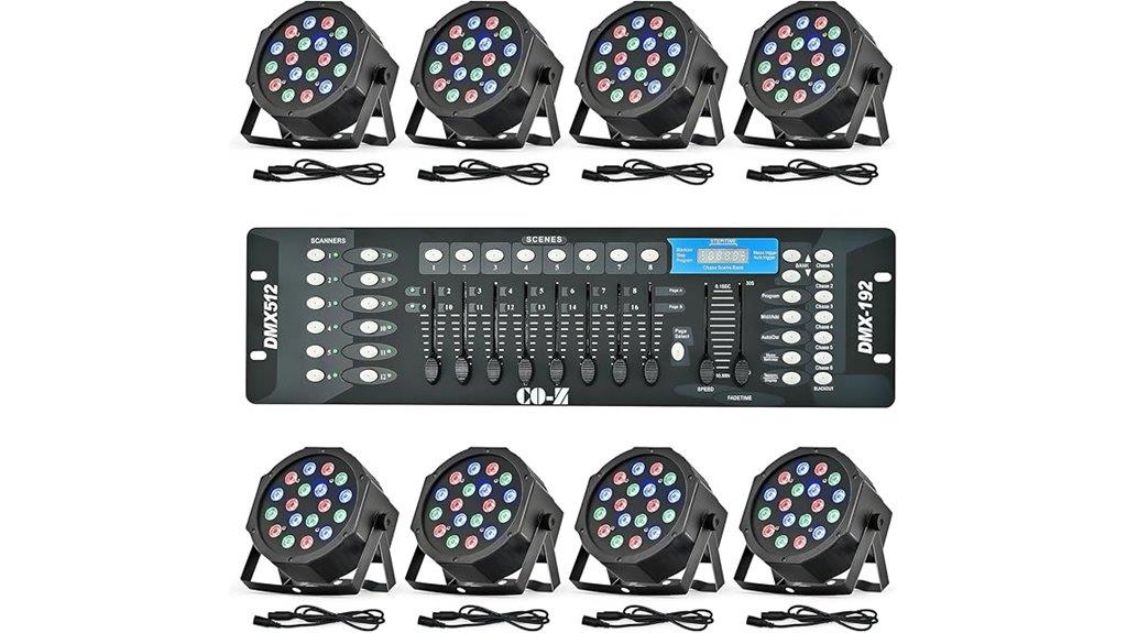 eight rgb par can lights