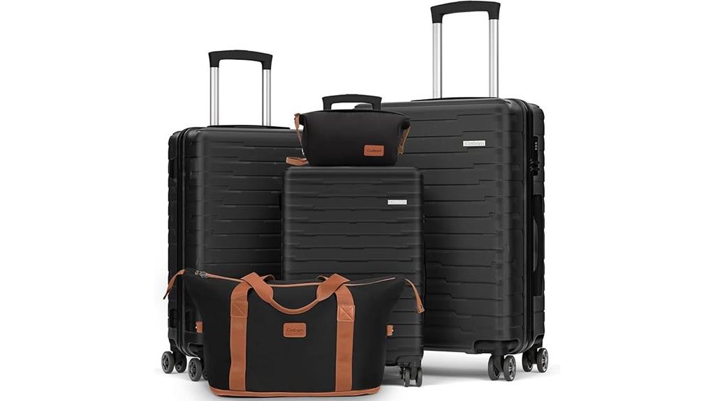 five piece wheeled luggage set