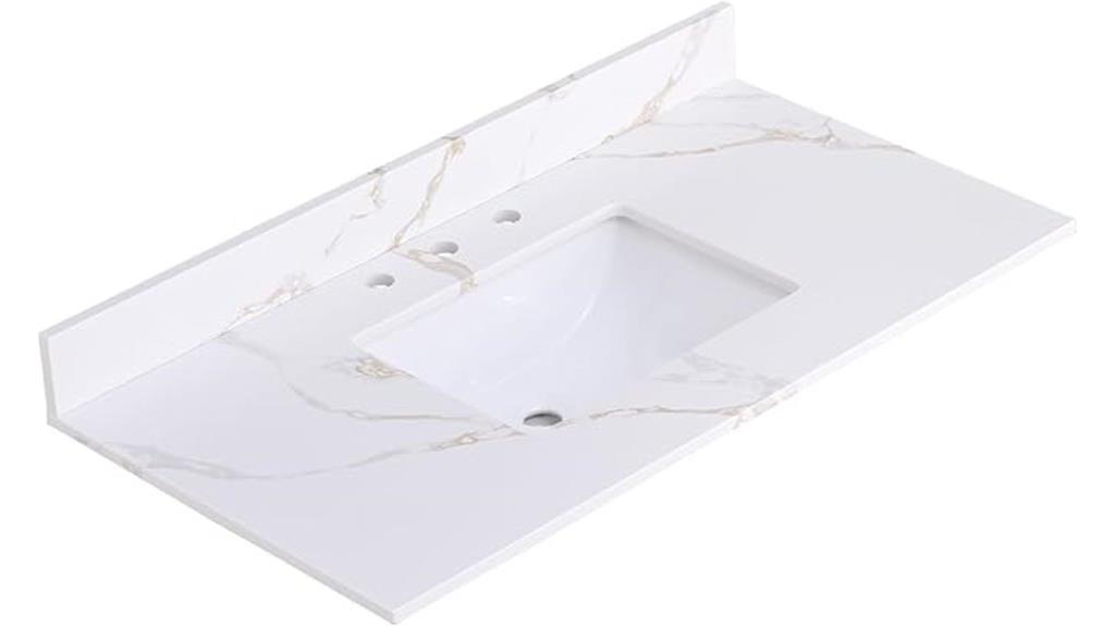 golden calacatta quartz vanity