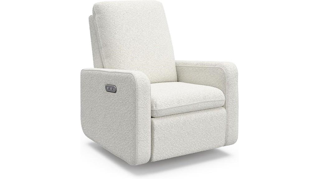 ivory boucle swivel recliner