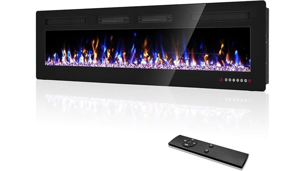 large electric fireplace with remote