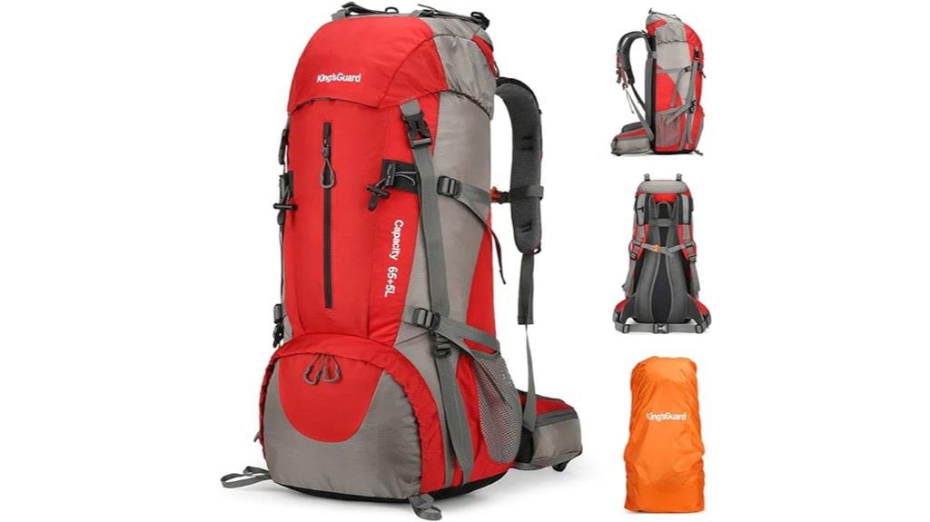 large hiking backpack with rain cover