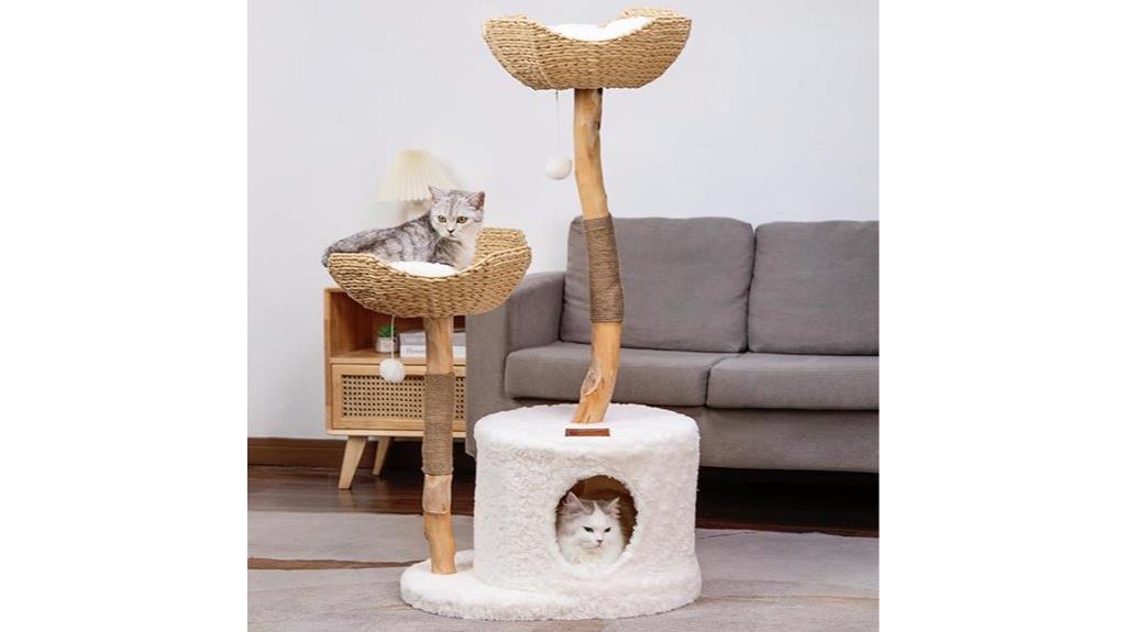 large natural wood cat tree