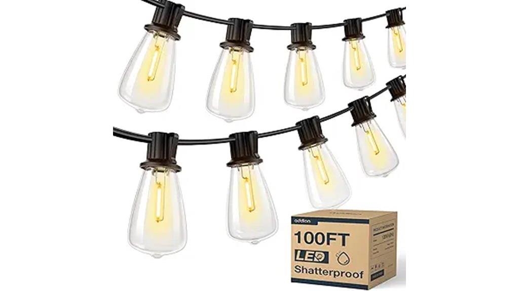 outdoor 100ft shatterproof bulb lights