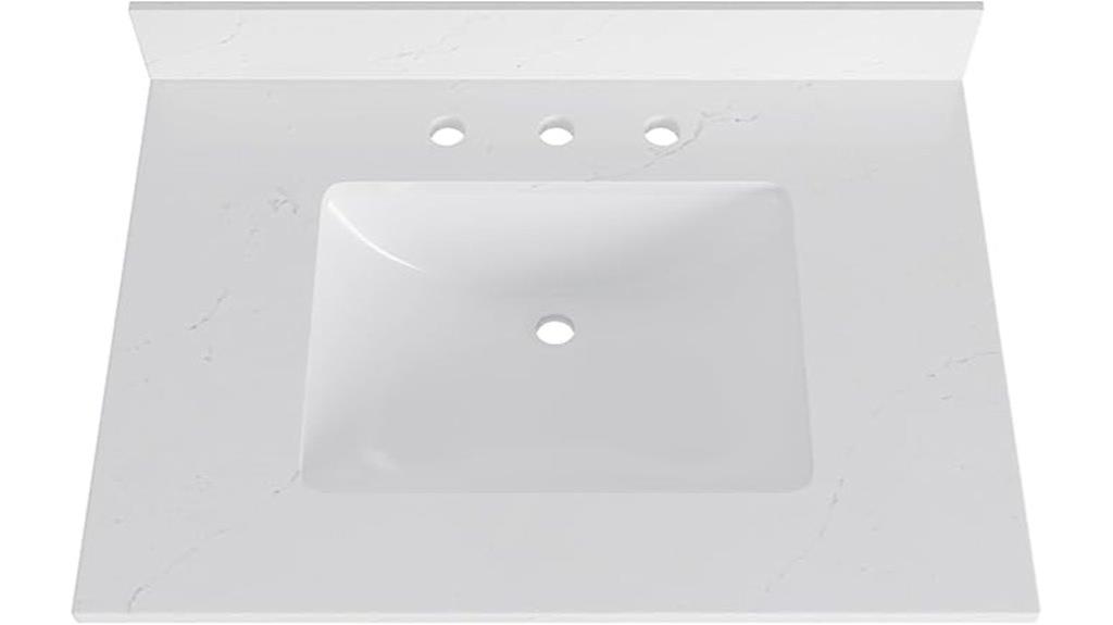 quartz vanity with ceramic sink