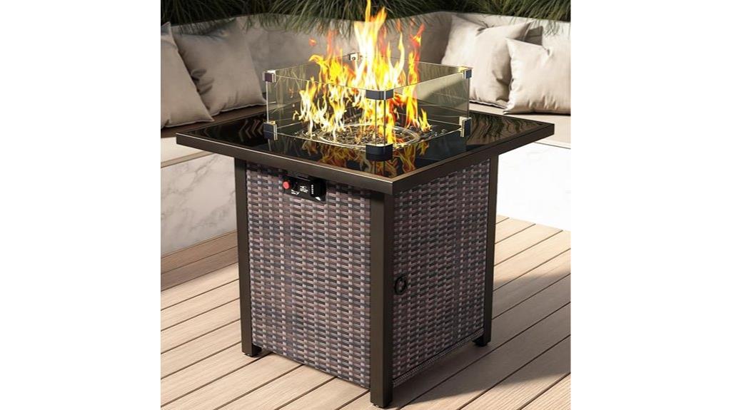 rattan glass fire pit