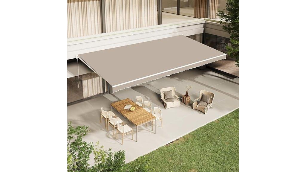 retractable beige patio awning