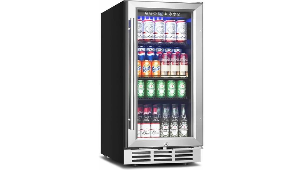 slim glass door beverage cooler