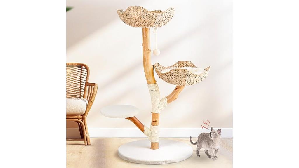 wooden cat tree tower
