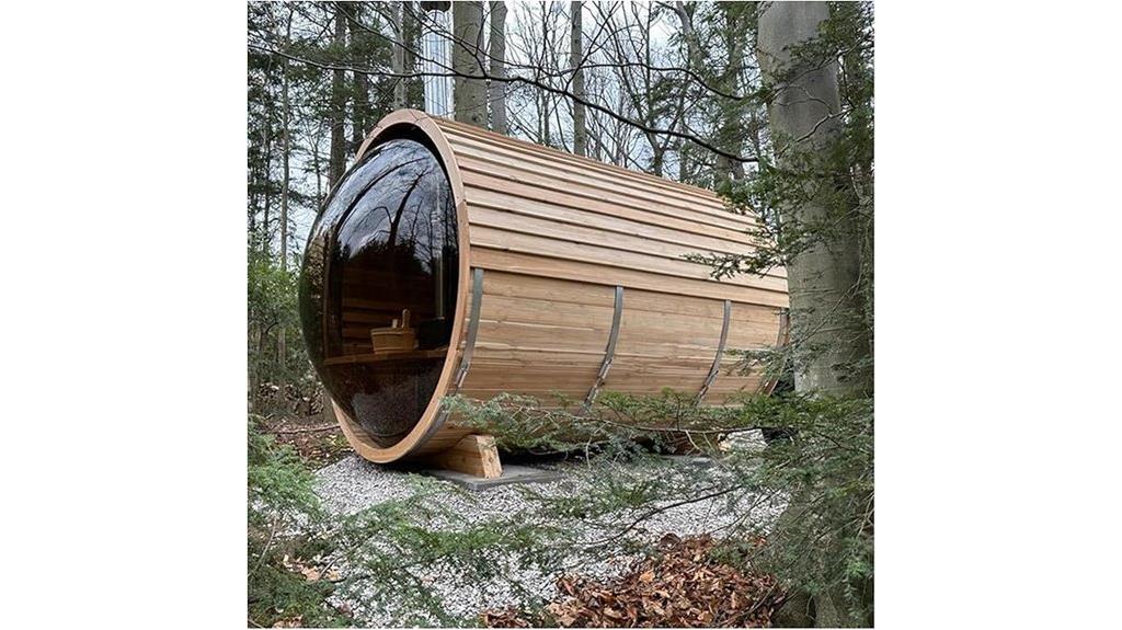 wooden sauna panoramic view