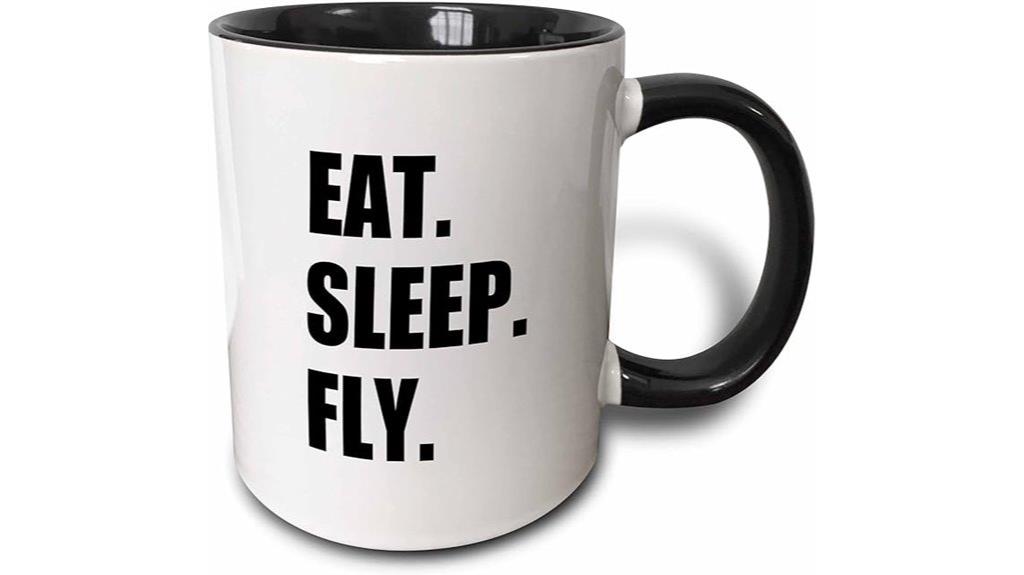 black mug with fly design